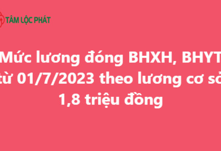 Mức lương đóng BHXH, BHYT từ 01/7/2023 theo lương cơ sở 1,8 triệu đồng