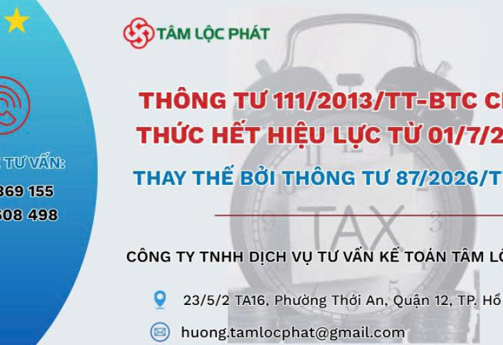 THÔNG TƯ 111/2013 CHÍNH THỨC HẾT HIỆU LỰC VÀ BỊ THAY THẾ BỞI THÔNG TƯ 87/2026/TT-BCT?